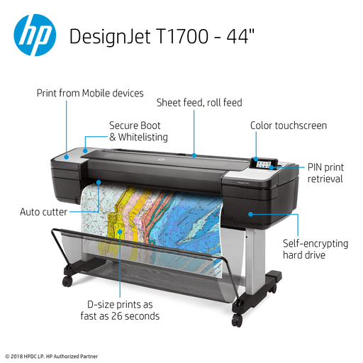 HP DesignJet T1700 44-in Single-Roll Non-PostScript Printer
